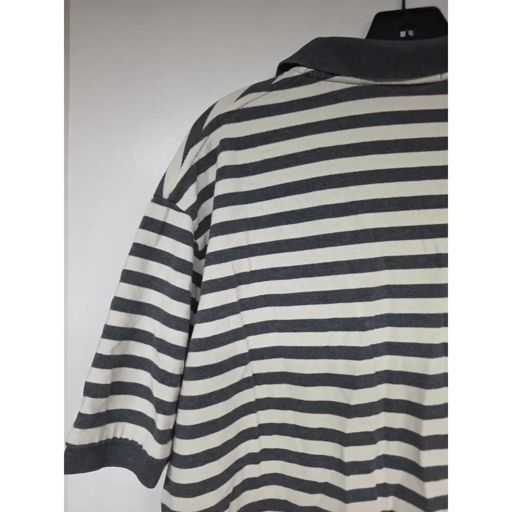 Polo Ralph Lauren Polo Shirt Mens Size XL Grey White Striped 100% Cotton